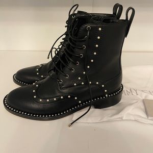 Jimmy Choo pearl studded combat boots